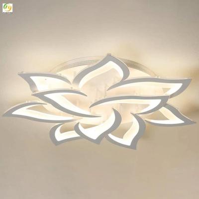 China Acrylic Artistic Bedroom Modern Led Ceiling Light Simple Decorative White Flower for sale