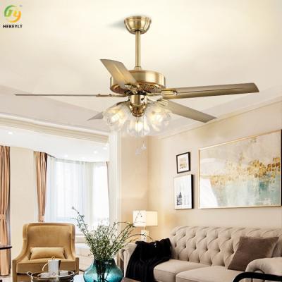 China 3/4/5 heads American Indoor Ceiling Fan fancy Gold Color LED Ceiling Fan Te koop