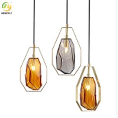 China LED 1-Light Glass And Iron Smoke Gray And Brown Pendant For Bedroom for sale