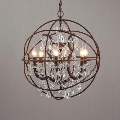 Cina Chiara annata industriale di Crystal Rust Metal Orb Chandelier decorativa in vendita