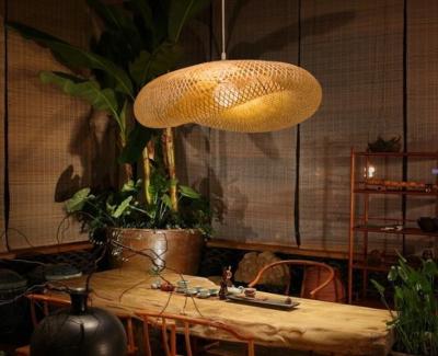 China Bamboo Rattan Shade Modern Pendant Light D60cm / D80cm / D100cm for sale