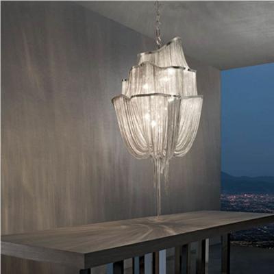 China Aluminum Chain Tassel Modern Pendant Light Silver Gold Art Deco Chandeliers for sale