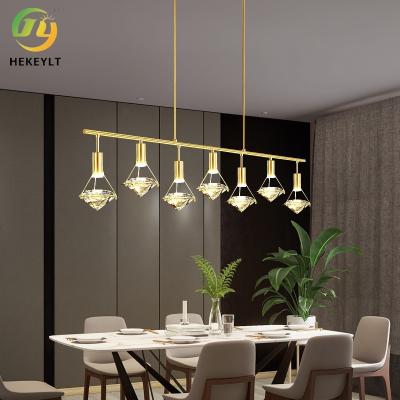 China Luxury Crystal Modern Pendant Light Simple Restaurant Long Line Bar Dining Card Seat for sale