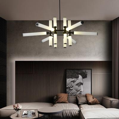 China Creative Simple Led Aluminum Glass Tube Pendant Light Living Room Bedroom Light Dining Room Study Villa Light for sale