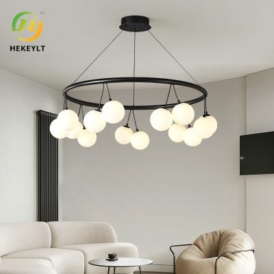 China Nordic Simple Creative Cherry Pendant Light Showroom Living Room Dining Room Ball Black Glass LED Light for sale