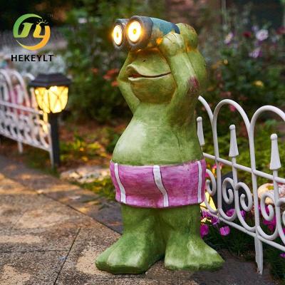 Chine La résine animale de décoration de grenouille de résine extérieure solaire de lumière ouvre les lumières décoratives de paysage de jardin de yard de jardin à vendre