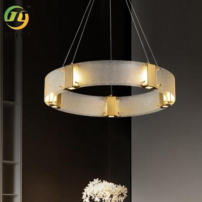 China Luxury Nordic Glass Modern LED Light Minimalist Circle Living Room Bedroom Pendant Light for sale