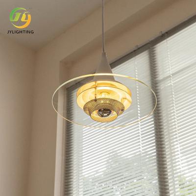 China Modern Simple White Transparent Restaurant Light Indoor Hotel Bedroom Office Glass Metal PH UFO Light en venta