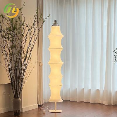 China Minimalist White Silk LED Dimming Bamboo Joint Floor Lamp Hotel Bedroom Livingroom Decor for sale