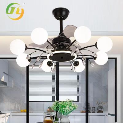 China Invisible Fan Light Luxury Crystal Ceiling Fan Light Home One Modern Simple Living Room Dining Room for sale