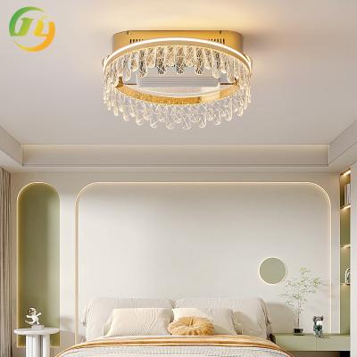 China SENKAI Light Bladeless Fan Light Light Luxury Simple Circular 2024 New Home Room Study Crystal Ceiling Light for sale