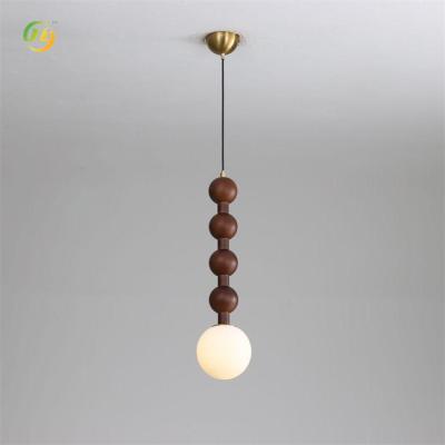 China Modern Bedroom Lighting Glass And Wood Single Head Pendant Light for sale