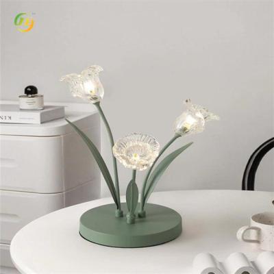 China Glass Flower Model Innovation Unique Decoration Modern Led Table Lamps Table Lamps Indoor for sale