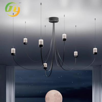 China Modern Elegance Black Metal Chandelier with White Candle-Shape Glass Shades for Living Room Bedroom Villa Hotel for sale