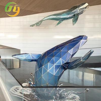 China Customized Modern Blue Dolphin Large Pendant Light for Indoor Decor Geometric Sculpture Projector Lighting For Villa for sale