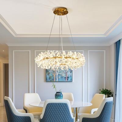 China Post-modern Nordic Simple Crystal Chandelier Light Luxury Living Room Bedroom Lighting Circular Creative Decorative Chandelier for sale