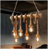 China Hemp Rope Bamboo Glass Pendant Light For Living Rooms for sale