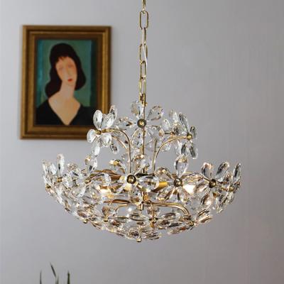 China Nordic Style Gold Iron Crystal Pendant Light AC265V Switch Control for sale