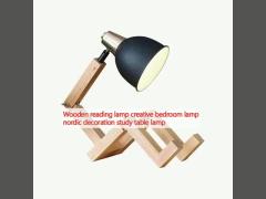 Wooden reading lamp creative bedroom lamp nordic decoration study table lamp