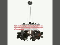 Post-modern simple personality fashion art lights living room dining room black flowers iron chandelier