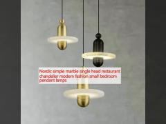 Nordic simple marble single head restaurant chandelier modern fashion small bedroom pendant lamps