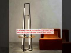 Solid wood Nordic postmodern bedroom lamp retro decoration creative art iron floor lamp