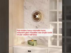 Post-modern luxury minimalist home restaurant glass chandelier new simple nordic circular creative wall lamp