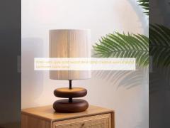 Wabi-sabi style solid wood desk lamp creative walnut wood bedroom table lamp