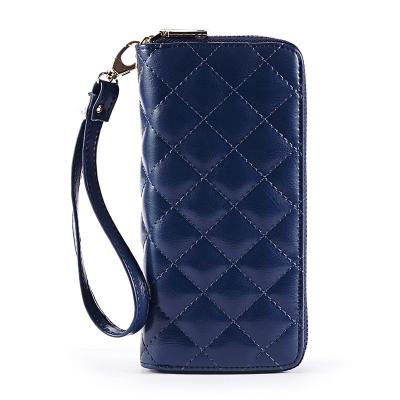 China Other Large Capacity Fashion Rhombus Zipper Wallet Ladies Double Leather Long Wallet for sale