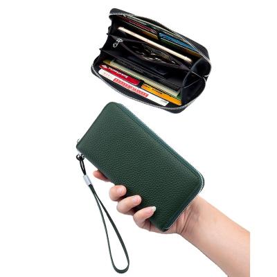 China Soft top layer of other women's wallet double-function leather anti-theft long brush whip long clip wallet for sale