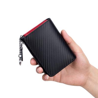 China Multi Split Leather Zipper New Small Coin Purse Function Wallet Anti RFID Protecting Mini Coin Purse for sale