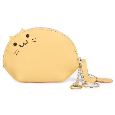 China Japanese Leather Simple Key Leather Female Bag Small Top Layer Coin Purse Cat Niche Coin Purse for sale