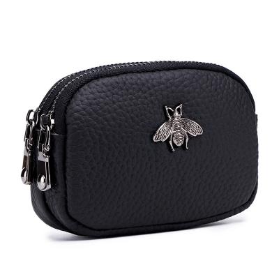 China Cute Genuine Leather Women's Small Mini Coin Purse Cute Women's Double Zipper Coin Purse for sale