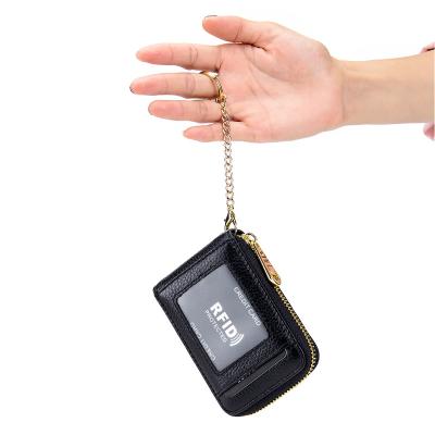 China Exquisite main chained leather male credit card holder rfid organ card holder bank multifunctional male card holder for sale