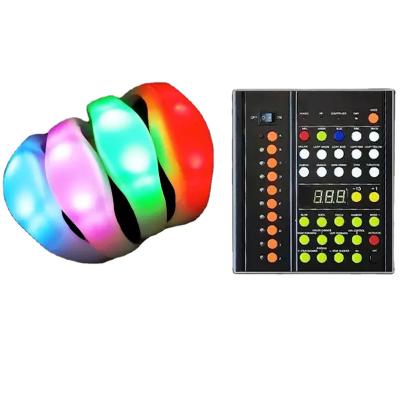 China Party Promotional Supplies 4 Light Wristband Concert Atmosphere Cheer Led Wrist Strap Silicone Voice Control Remote Wristband for sale