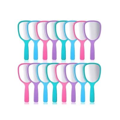 China Wowen Promotional Mirrors Hand Held Mirror With Handle Travel Plastic Makeup Hand Held Cosmetic Mirror for sale