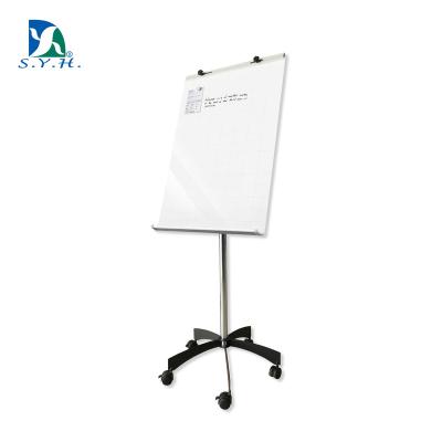 China Strong Magnetic Tempered Mobile Glass Iron Whiteboard Flip Chart Desk for sale