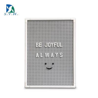 China Taiwan Letter Gray Plastic Peg Board With White Aluminum Frame for sale