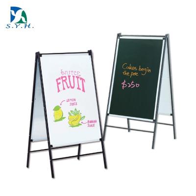 China Foldable Double Sided Outdoor Magnetic Black Advertising Board Metal Display Stand for sale