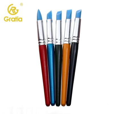 China 5pcs/set Colorful Double-finished Clay Craft Carving Silicone NAIL Sculpture Dotting Acrylic Nail Art Pen Brush Tools for sale