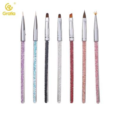 China NAIL 7pcs Nail Art Acrylic Liquid Powder Brush Liner 3D Flower Design Line Bars Brush Manicure Paint Drawing Tool for sale