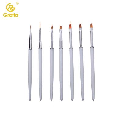 China 5pcs/Set Wholesale NAIL 5pcs/Set Nail Art Brush Flat Brush Drawing Builder Acrylic Uv Gel Paint Builder White Salon Design Tools for sale