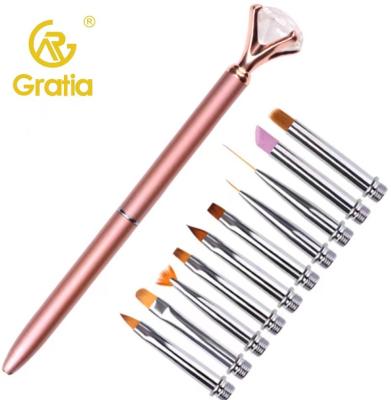 China NAIL French 3 Design Crystal Painted Pull String Quartz Vertigo Dyed Gold Silver For Nail Art Brush Sets for sale