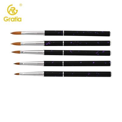 China High Quality Professional Black UV Gel Nail Art Brush Kolinsky Professional Black UV Gel Nail Care 2022 Handle Acrylic Nail Brush for sale