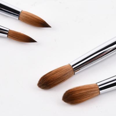 China Nail Beauty Care New Metal Handle 3D Acrylic Black Powder Brush 100% Pure Acrylic Kolinsky Nail Art Painting Brush Set for sale