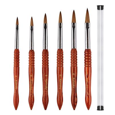 China Hot Wholesale Custom Professional Wooden Nail Art Brush Kolinsky Handle OEM Nail Beauty Care Supplier Acrylic Brushes for sale