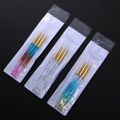 China 3Pcs/Set Pull Line NAIL Parks Acrylic Nail Art Brushes Set Beautiful Crimped Nail Brush Diamond Shape for sale