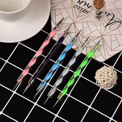 China High Quality Double Headed Point Inlaid Rhinestone Pearl Point Flower Hook Nail Art Drill Brush Full Set of Portable Tools for sale