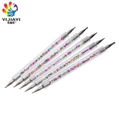 China 5Pcs Salon Professional Colored Caviar Nail Pearl Art Dotting Brush Acrylic Rhinestone Double Dot Painting Manicure Tools Decoration for sale