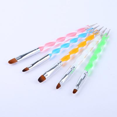 China Wholesale 5pcs/set Acrylic Nail Salon Brush Dot Needle Handle Spiral Nail Enhancement Tools Decoration Double Head Brush for sale